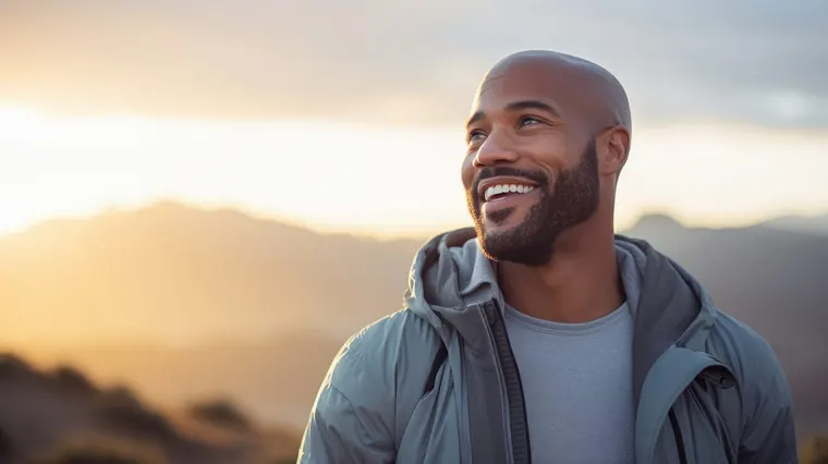 A relaxed, smiling middle-aged man outdoors, representing the range of adult Glendale, AZ residents Copper Sky Dental serves